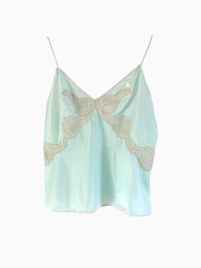 Vtg Flair Satin Floral Lace Cami S Mint USA ILGWU Whimsigoth Coquette Romantic